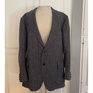 Vintage Pendleton Mens Wool Blazer Herringbone Tweed Suede Elbow Patches Size 44